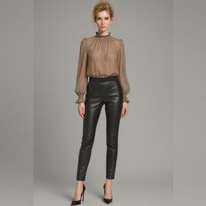 Joe Fresh faux leather front pants, fabric back legs, elastic waist 🖤